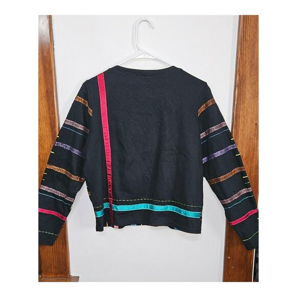 VTG 90s Michael Simon Lite Womens Cardigan Ribbon Plaid Sz Medium 100% Cotton - Picture 9 of 12